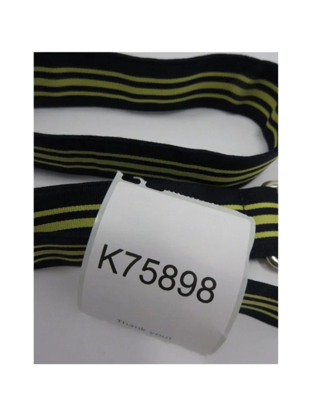 Polo Ralph Lauren Belt Yellow Striped D-Ring Buckle Grosgrain Webbing